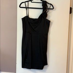 BCBG one shoulder black dress with zipper detail